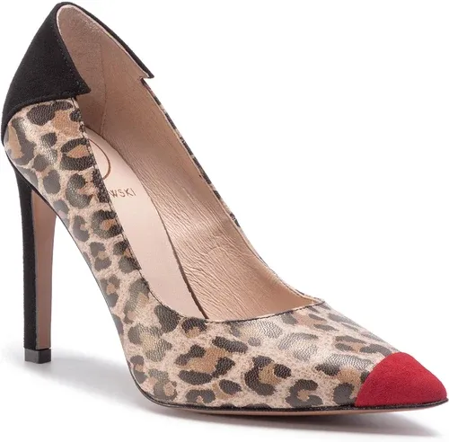 Lodičky BALDOWSKI - D03288-1451-005 Zamsz Czerwony/Sk Panterka/Zamsz Czarny