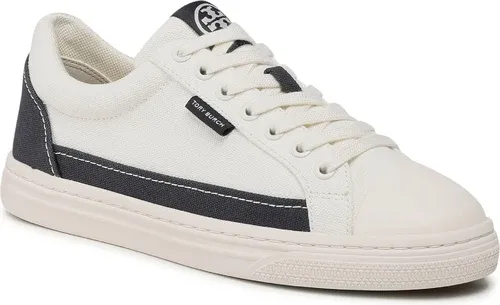 Tramky TORY BURCH - Classic Court 80031 Ivory Canvas/Perfect Navy 101