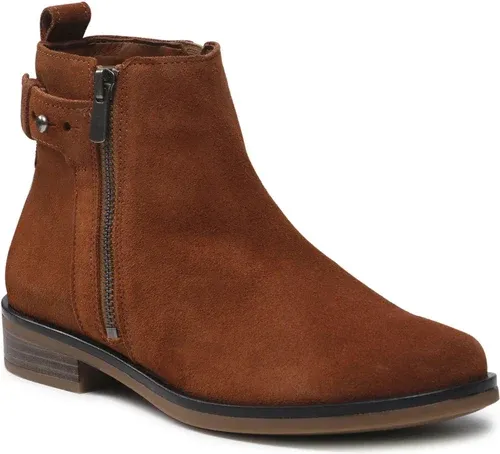 Členkové čižmy CLARKS - Memi Lo 261616464 Dark Tan Suede