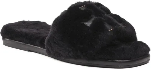 Šľapky TORY BURCH - Double T Shearling 83484 Black/Gold 001