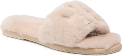 Šľapky TORY BURCH - Double T Shearling 83484 Natural/Dulce De Leche/Gold 100