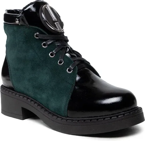 Členkové čižmy POLLONUS - 5-1329-002 Czarny Naplak/Zielony Welur