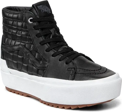 Sneakersy Vans - Sk8-Hi Stacked VN0A4BTWA5S1 (Emboss Check) Blk/Tr Wht