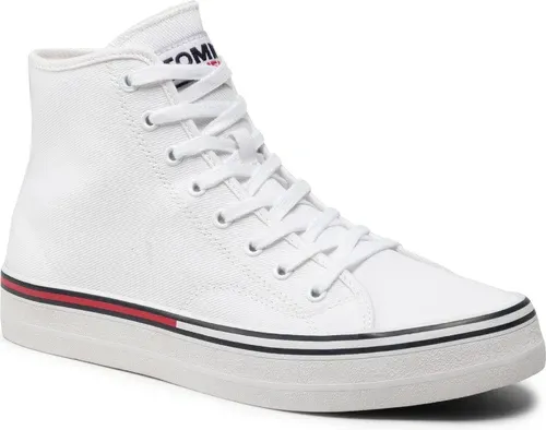 Sneakersy TOMMY JEANS - Essential Mid Cut EM0EM00967 White YBR