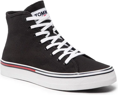 Sneakersy TOMMY JEANS - Essential Mid Cut EM0EM00967 Black BDS