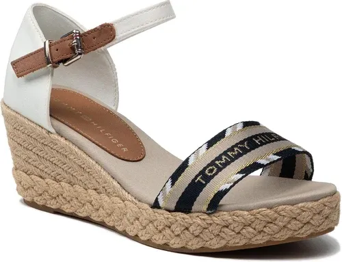 Espadrilky TOMMY HILFIGER - Corporate Webbing Low Wedge FW0FW06293 Ecru YBL