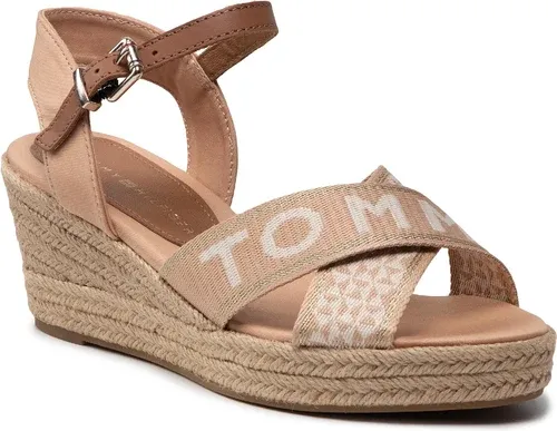 Espadrilky TOMMY HILFIGER - Tommy Webbing Low Wedge Sandal FW0FW06297 Sandrift ABR