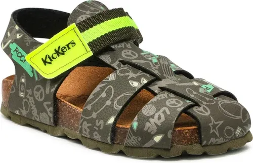 Sandále Kickers - Sosummer 894900-30-201 M Kaki Jaune Imprimi