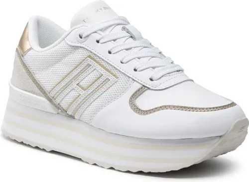 Sneakersy TOMMY HILFIGER - Mesh Flatform Sneaker FW0FW06449 Light Gold 0LJ