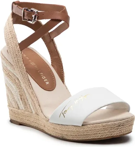 Espadrilky TOMMY HILFIGER - Elevated Th Leather Wedge Sandal FW0FW06356 Ecru YBL