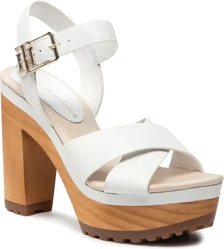 Sandále TOMMY HILFIGER - Feminine High Heel Clog Sandal FW0FW06242 Ecru YBL