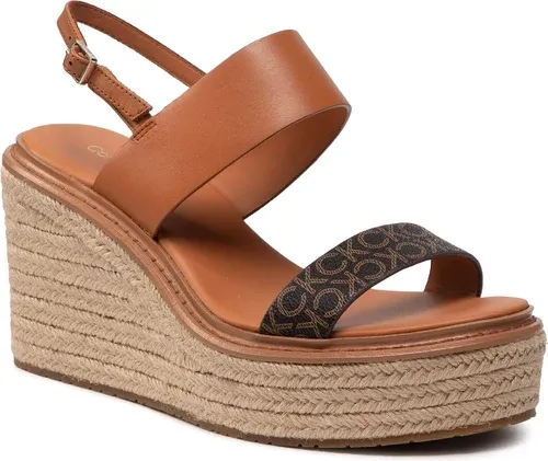 Espadrilky CALVIN KLEIN - Wedge Sndl 50 HW0HW00823 Cognac/Brown Mono 0HH