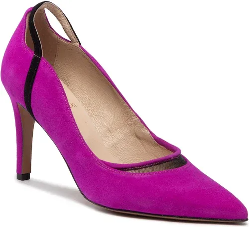 Lodičky BALDOWSKI - D04070-2835-003 Zamsz Fuksja/Siatka Czarna/zamsz Czarny