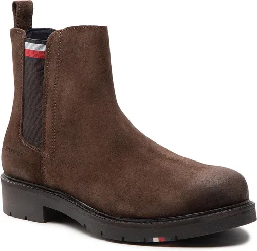 Členková obuv s elastickým prvkom Tommy Hilfiger - Rwb Hilfiger Suede Chelsea FM0FM04202 Cocoa GT6