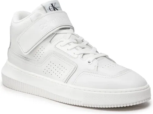 Sneakersy CALVIN KLEIN JEANS - Chunky Cupsole Laceup Mid Lth-Pu YM0YM00426 Triple White 0K8