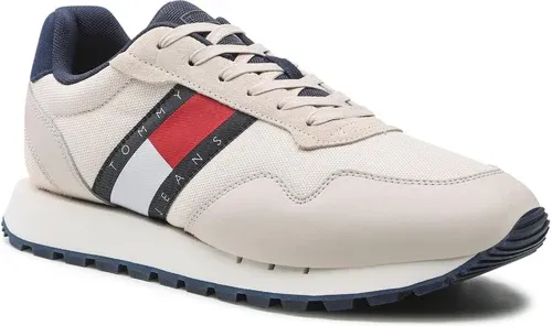 Sneakersy Tommy Jeans - Retro Leather Tjm Runner EM0EM01081 Stony Beige ACE