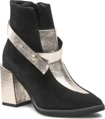 Členkové čižmy ROBERTO - 634/2/A Czarny Welur/Złoty Wenus