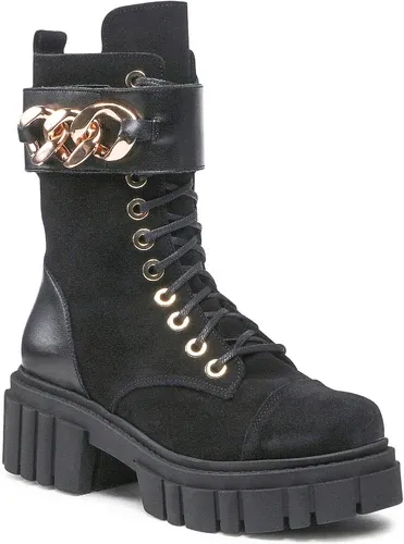 Členkové čižmy ROBERTO - 643 Czarny Welur/Czarne Lico