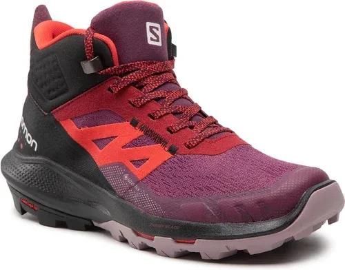 Trekingová obuv Salomon - Outpulse Mid Gtx GORE-TEX W 416256 20 V0 Grape Wine/Vanilla Ice/Poppy Red