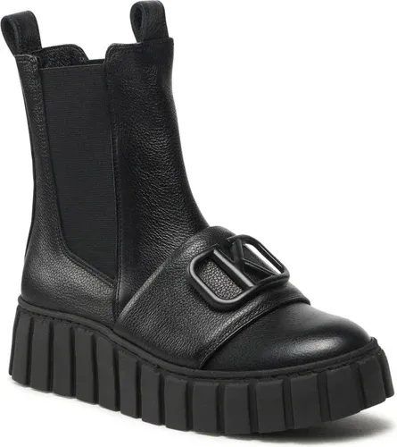 Členková obuv s elastickým prvkom Karino - 4470/126-P Czarny/Lico