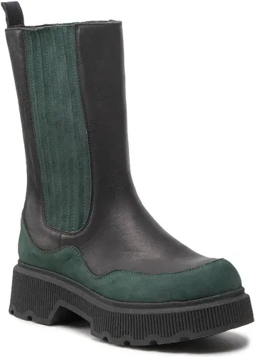 Členková obuv s elastickým prvkom R.Polański - 1558 Czarny Lico/Zielony Nubuk