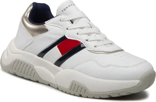 Sneakersy TOMMY HILFIGER - Low Cut Lace-Up Sneaker T3A9-32355-1438X S White/Silver X025