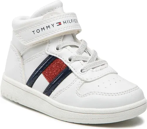 Sneakersy TOMMY HILFIGER - High Top Lace-Up/Velcro Sneaker T3A9-32330-1438 M White 100