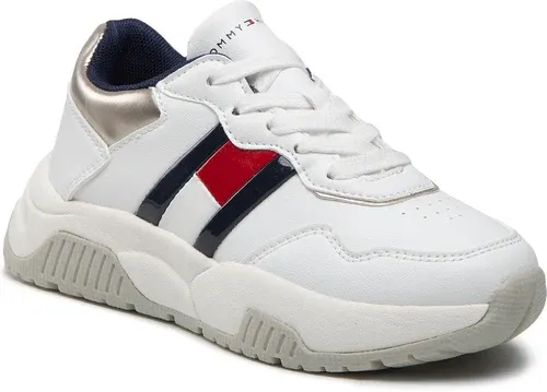 Sneakersy TOMMY HILFIGER - Low Cut Lace-Up Sneaker T3A9-32355-1438 M White/Silver