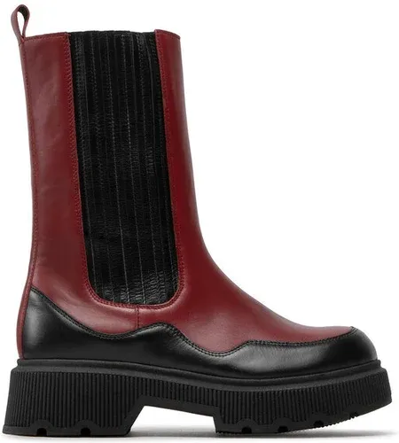 Členková obuv R.Polański - 1558 Bordowy Lico/Brązowy Lico