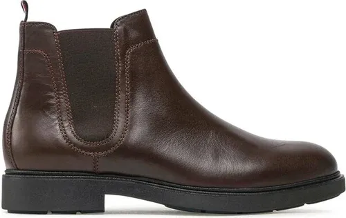 Členková obuv s elastickým prvkom Tommy Hilfiger - Elevated Rounded Lth Chelsea FM0FM04183 Cocoa GT6