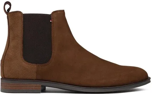 Členková obuv s elastickým prvkom Tommy Hilfiger - Casual Hilfiger Nubuck Chelsea FM0FM04180 Rockefeller Brown GW0