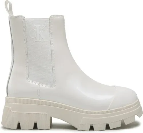 Členková obuv s elastickým prvkom Calvin Klein Jeans - Chunky Comabt Chelsea Boot YW0YW00855 White YBR