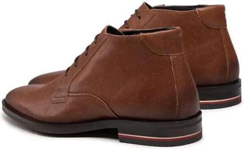Šnurovacia obuv Tommy Hilfiger - Signature Hilfiger Leather Boot FM0FM04176 Winter Cognac GVI