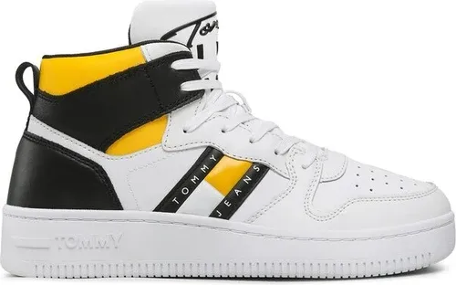Sneakersy Tommy Jeans - Retro Basket Mid Cut EM0EM01142 White YBR