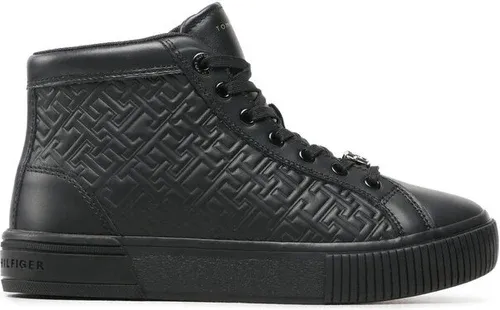 Sneakersy Tommy Hilfiger - Monogram Leather Sneaker High FW0FW06856 Black BDS