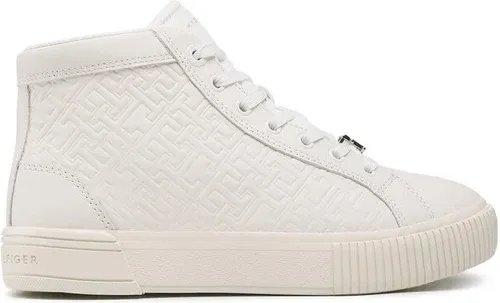 Sneakersy Tommy Hilfiger - Th Monogram Leather Sneaker High FW0FW06856 Ecru YBL