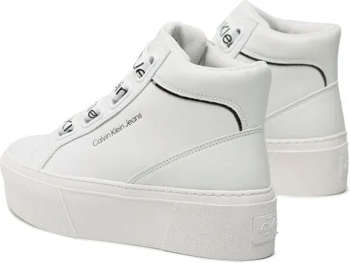 Sneakersy Calvin Klein Jeans - Flatform Mid Branded Laces YW0YW00869 White/Black 0K4