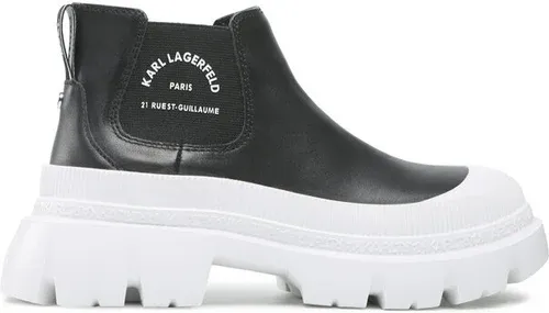 Členková obuv s elastickým prvkom KARL LAGERFELD - KL43530 Black Leather w/White